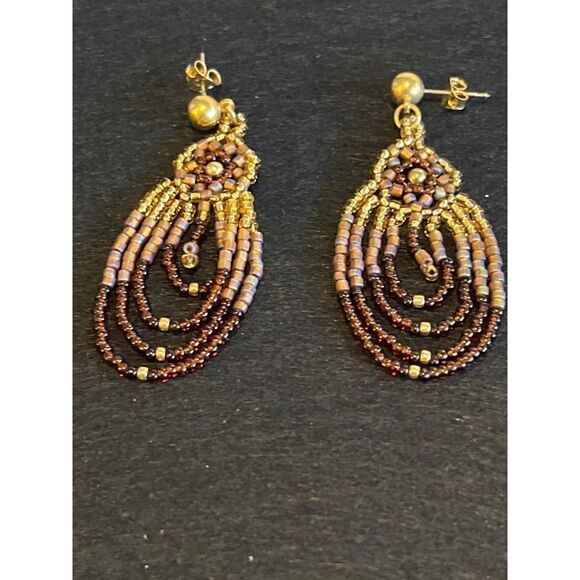 Beaded Earrings with Pierced Ear Posts. - Picture 3 of 3